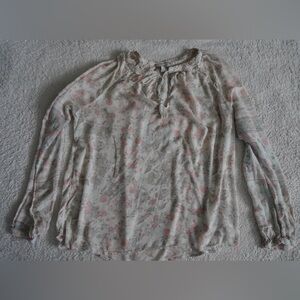 Lucky Brand Pink and Gray Floral Blouse Boho style